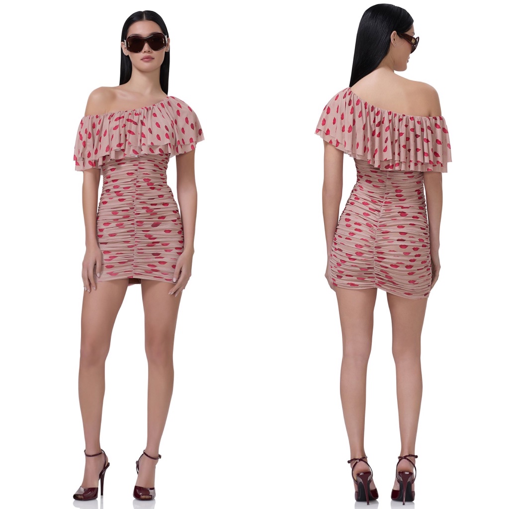 Nwt Afrm Vivian Mini Dress Almond Kiss Sz M